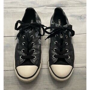 Converse All Stars Black Glitter Animal Print Shoes, Size Youth 1.5